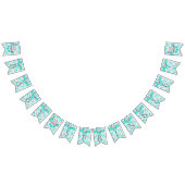 Türkis, Weiß-Grau-Elefant-Babysprink Wimpelkette (Alle)