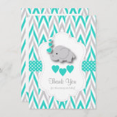 Türkis, Weiß, Grau Elefant Danke (Vorne/Hinten)