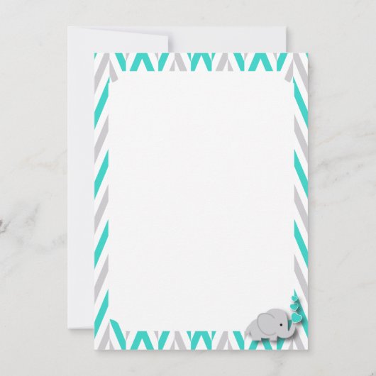 Türkis, Weiß, Grau Elefant Danke (Rückseite)