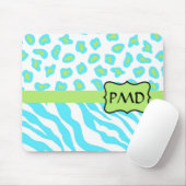 Türkis, Weiß & Grün Zebra & Geetah Custom Mousepad (Mit Mouse)