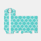 Türkis, weiß marokkanische Monogramm-Hochzeit Geschenkschachtel (Ungefaltet)
