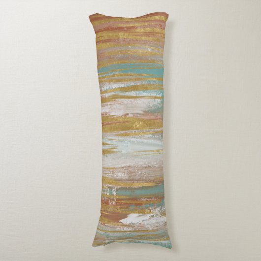 Türkis, Weiß, Roter Ocker und Gold Abstrakt Seitenschläferkissen (Vorderseite Vertikal)