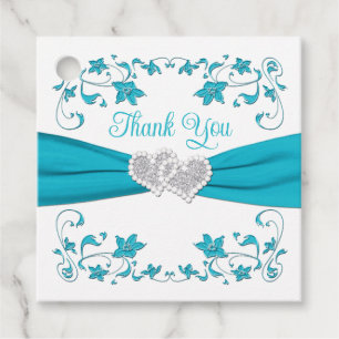 Türkis, Weiß, Silberne Liebe Herz Hochzeit Geschenkanhänger