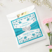 Türkis, Weiß, Silberne Liebe Herz Hochzeit Geschenktütchen (Versiegelt)