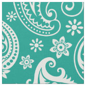 Türkis-Weiß-Vintages Paisley-Muster Stoff (Nahaufnahme)