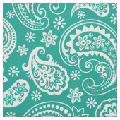 Türkis-Weiß-Vintages Paisley-Muster Stoff (Muster)