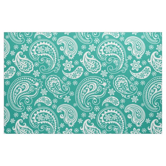 Türkis-Weiß-Vintages Paisley-Muster Stoff (Fat Quarter (45,7 x 55,9 cm))