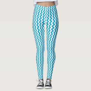 Türkis Weiß Zickzack Leggings