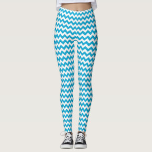 Türkis Weiß Zickzack Leggings