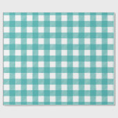Türkis-weiße Gingham-Muster-Inspiration Geschenkpapier (Flach)