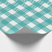 Türkis-weiße Gingham-Muster-Inspiration Geschenkpapier (Ecke)