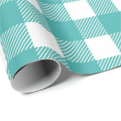 Türkis-weiße Gingham-Muster-Inspiration Geschenkpapier (Rolleneckpunkt)