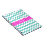 Türkis Whirlpool Chevron Hot Pink Name Monogram Notizblock (Rechte Seite)