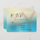 Türkis White Aqua Blue Beach Wedding UAWG Begleitkarte (Vorne/Hinten)