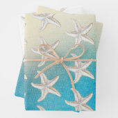 Türkis White Aqua Blue Beach Weißer Starfish Geschenkpapier Set (Beispiel)