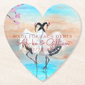 Türkis White Beige asiatische Tancho Cranes Untersetzer (Vorderseite)