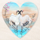 Türkis White Beige asiatische Tancho Cranes Untersetzer (Vorderseite)