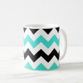 Türkis White Black Zigzag Kaffeetasse (VorderseiteRechts)
