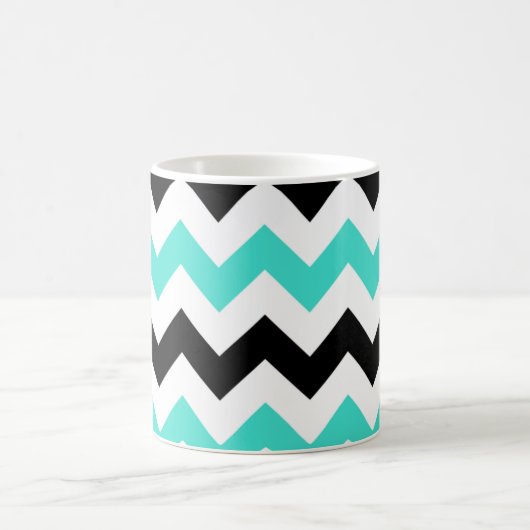 Türkis White Black Zigzag Kaffeetasse (Mittel)