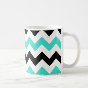 Türkis White Black Zigzag Kaffeetasse