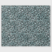 Türkis White Blue Leopard Print Geschenkpapier (Flach)