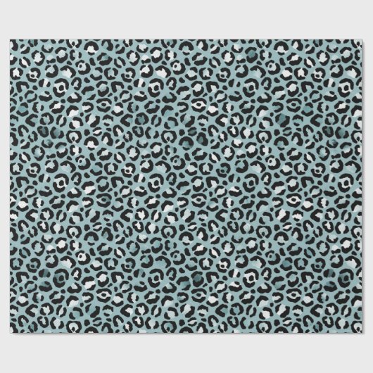 Türkis White Blue Leopard Print  Geschenkpapier (Flach)