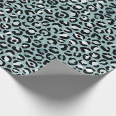 Türkis White Blue Leopard Print Geschenkpapier (Ecke)