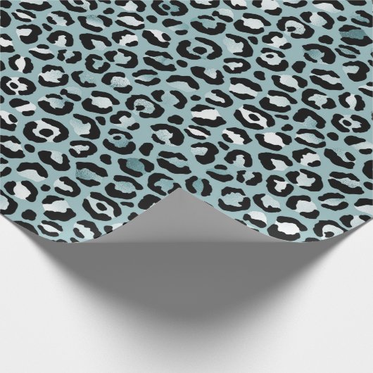 Türkis White Blue Leopard Print  Geschenkpapier (Ecke)