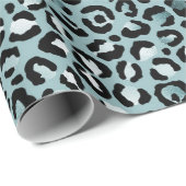 Türkis White Blue Leopard Print Geschenkpapier (Rolleneckpunkt)