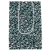 Türkis White Blue Leopard Print Mittlere Geschenktüte (Rückseite)