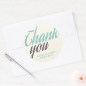 Türkis White Calligraphy Danke Stickers (Umschlag)