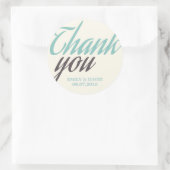 Türkis White Calligraphy Danke Stickers (Tasche)