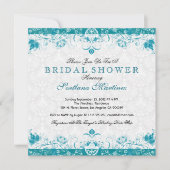 Türkis & White Damask Brautdusche Einladung (Vorderseite)
