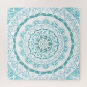 Türkis White Damask Mandala Puzzle (Horizontal)