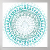 Türkis White Geometric Modern Mandala Poster (Vorne)