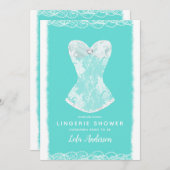 Türkis & White Glam Lingerie Dusche Party Einladung (Vorne/Hinten)