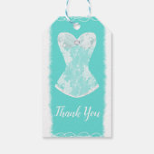 Türkis & White Glam Lingerie Dusche Party Geschenkanhänger (Rückseite)