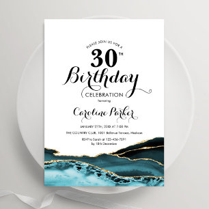 Türkis White Gold Agate 30. Geburtstag Einladung