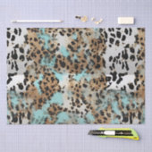 Türkis White Gold Black Leopard Seidenpapier (Handwerk)