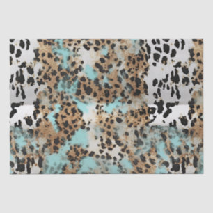 Türkis White Gold Black Leopard Seidenpapier