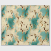 Türkis White Gold Cowhid Geschenkpapier (Flach)