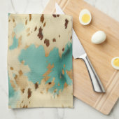 Türkis White Gold Cowhid Geschirrtuch (Viertel Falte)