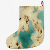 Türkis White Gold Cowhid Großer Weihnachtsstrumpf (Rückseite)