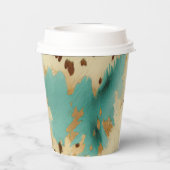 Türkis White Gold Cowhid Pappbecher (Rückseite)