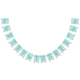 Türkis, White Gray Elephant Babydusche Wimpelkette