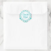 Türkis White Lacey Save the Date Stickers (Tasche)