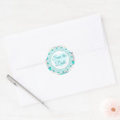 Türkis White Lacey Save the Date Stickers (Umschlag)