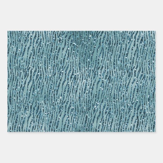 Türkis White Leopard Print Glitzer Geschenkpapier Set (Vorderseite 2)