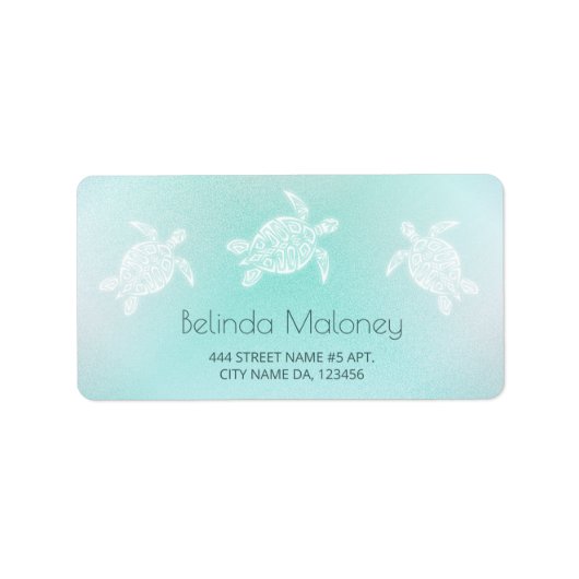 Türkis White Turtle Adressaufkleber (Vorne)