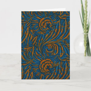 Türkis William Morris Stil Akanthusblatt Botanisch Feiertagskarte